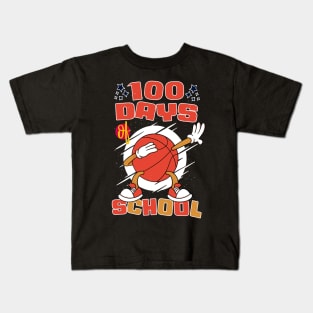 100 days of school featuring a dabbing basketball #1 Kids T-Shirt